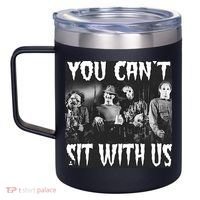 You Can't Sit With Us Classic Horror Villains 12oz Stainless Steel Coffee Mug thumb 2