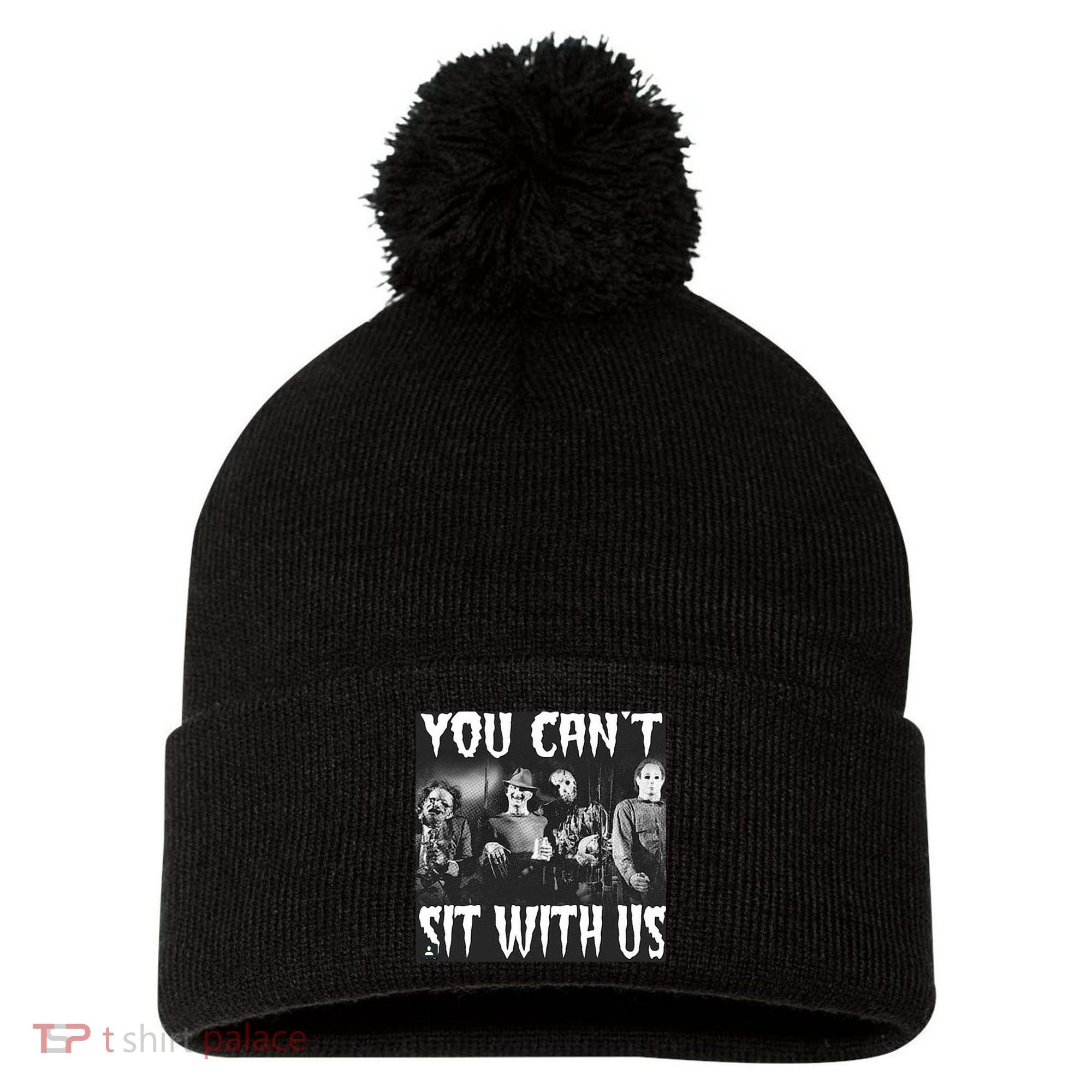 You Can't Sit With Us Classic Horror Villains Pom Pom 12in Knit Beanie
