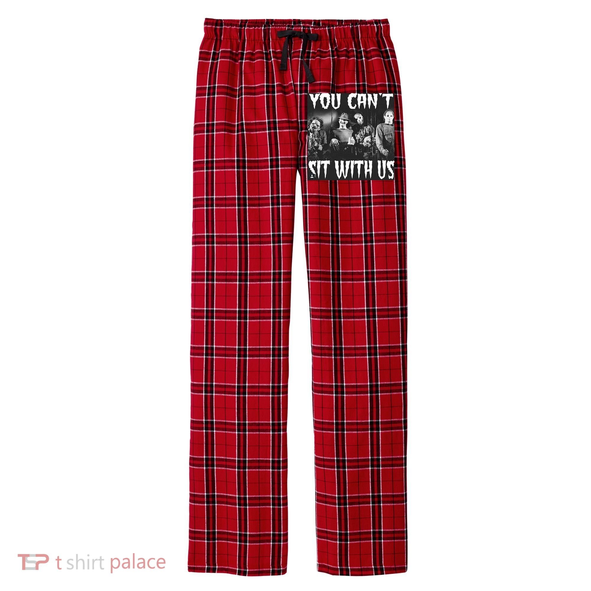 You Can't Sit With Us Classic Horror Villains Men's Flannel Plaid Pajama Pants