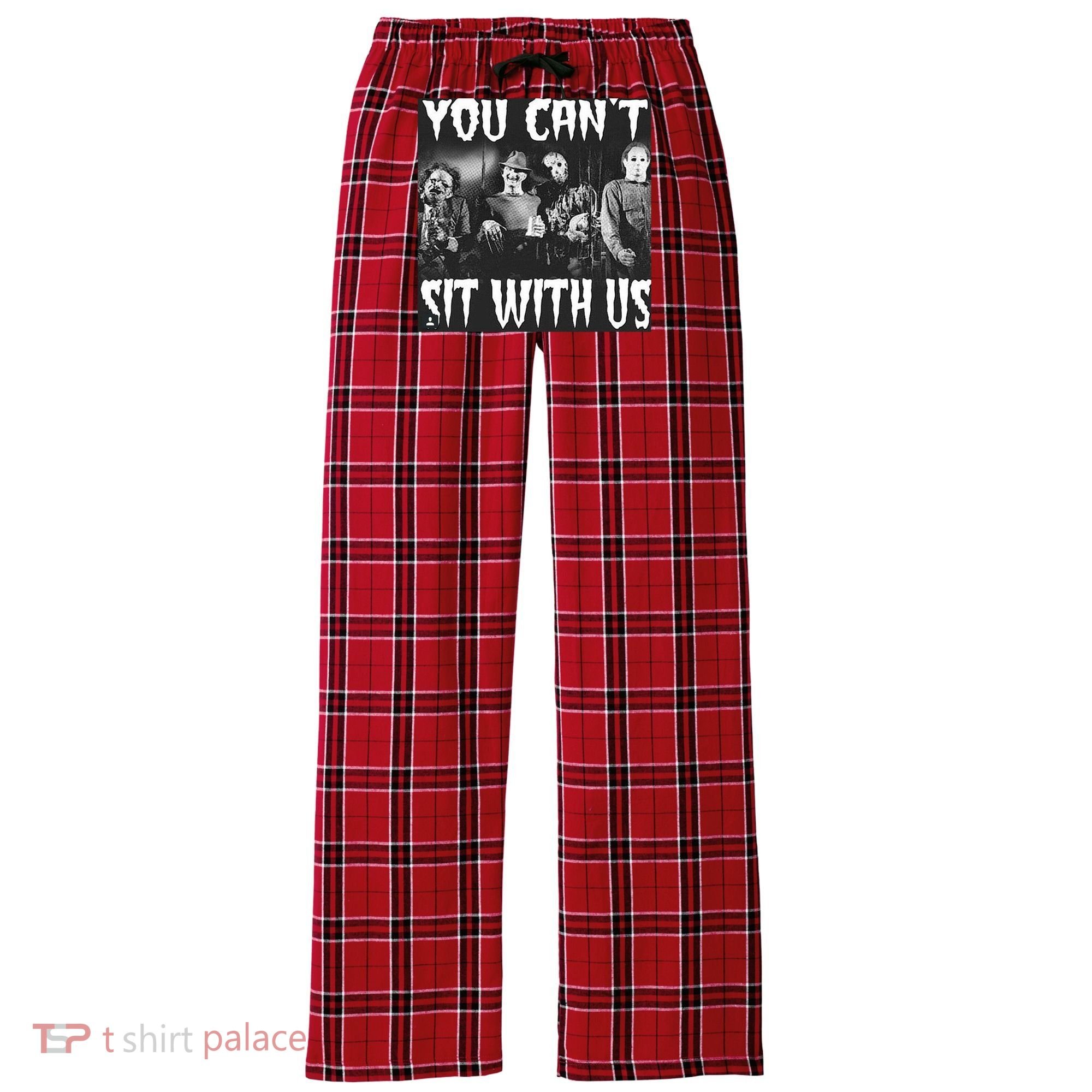 You Can't Sit With Us Classic Horror Villains Women's Flannel Plaid Pajama Pants