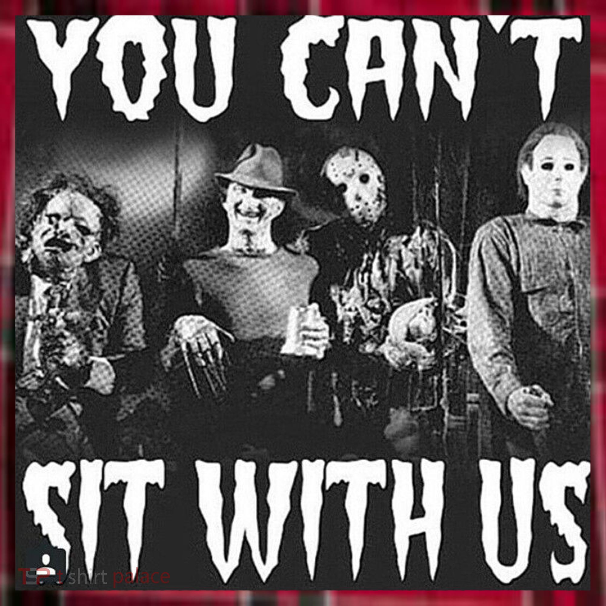 You Can't Sit With Us Classic Horror Villains Women's Flannel Plaid Pajama Pants