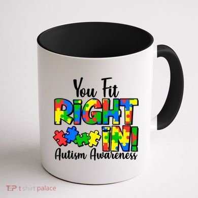 You Fit Right In Autism Awareness Coffee Mug back