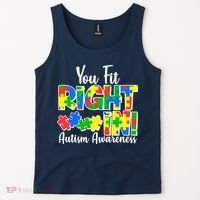 You Fit Right In Autism Awareness Tank Top thumb 2