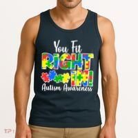 You Fit Right In Autism Awareness Tank Top thumb 3