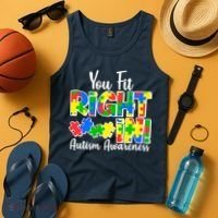 You Fit Right In Autism Awareness Tank Top thumb 4