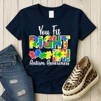 You Fit Right In Autism Awareness Women's T-Shirt thumb 3