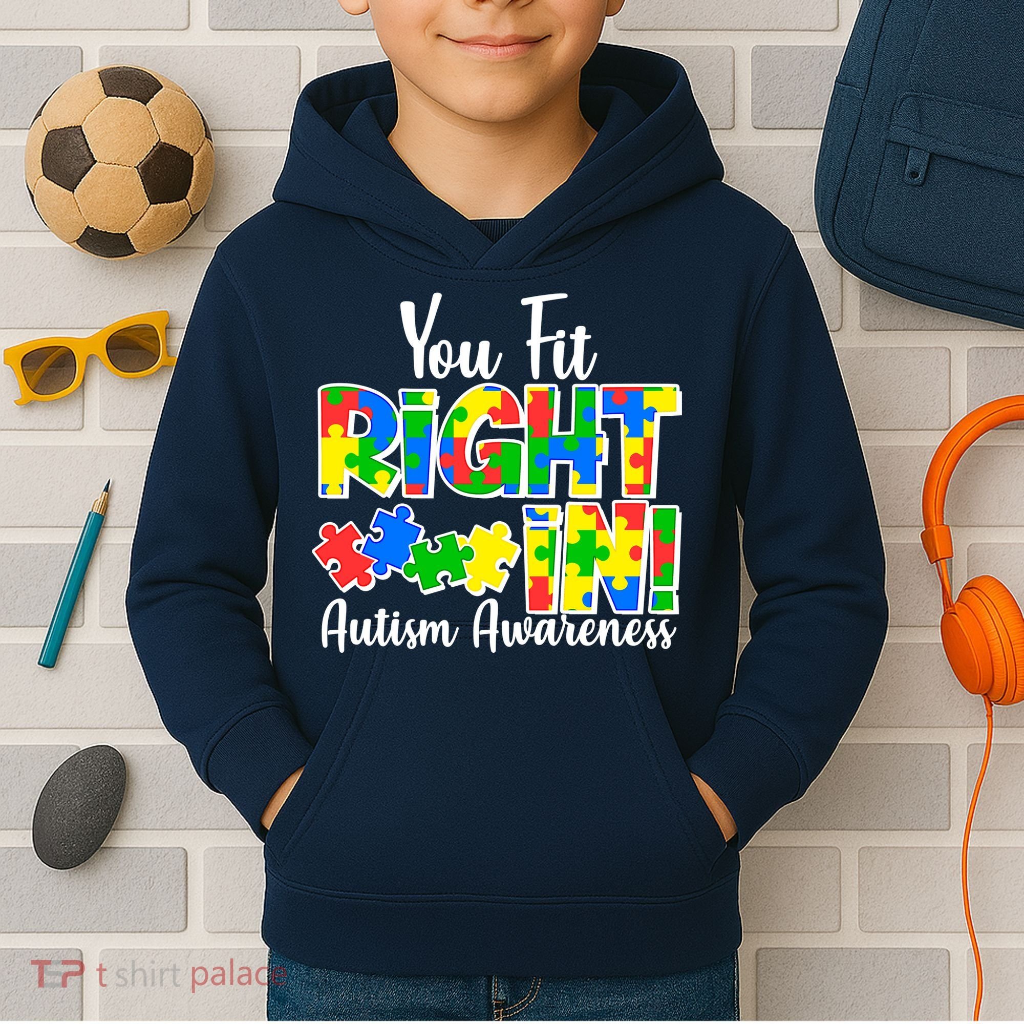 You Fit Right In Autism Awareness Kids Hoodie