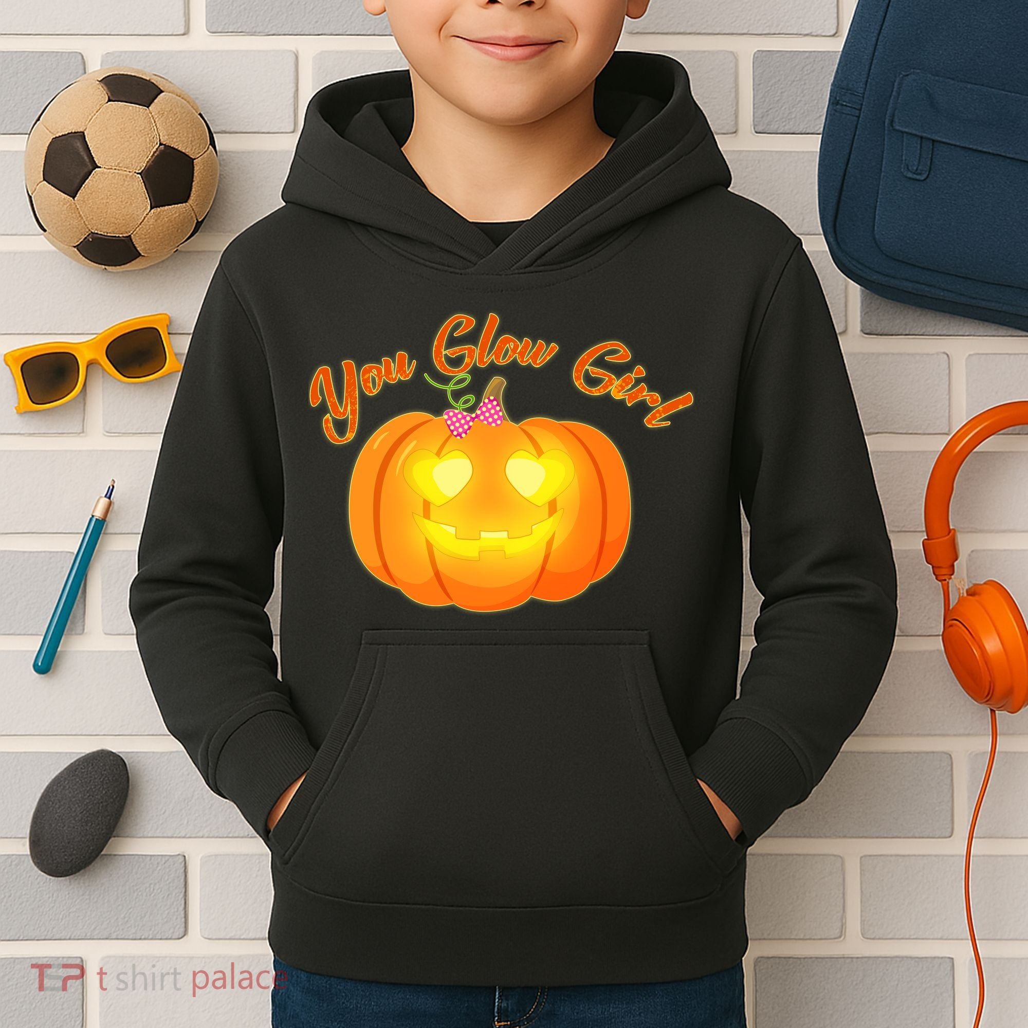 You Glow Girl Cute Pumpkin Kids Hoodie