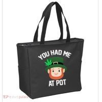 You Had Me At Pot Funny St Patricks Day Weed Tote Bag thumb 2