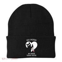 You Inspire My Inner Serial Killer Funny Cat Beanie thumb 0