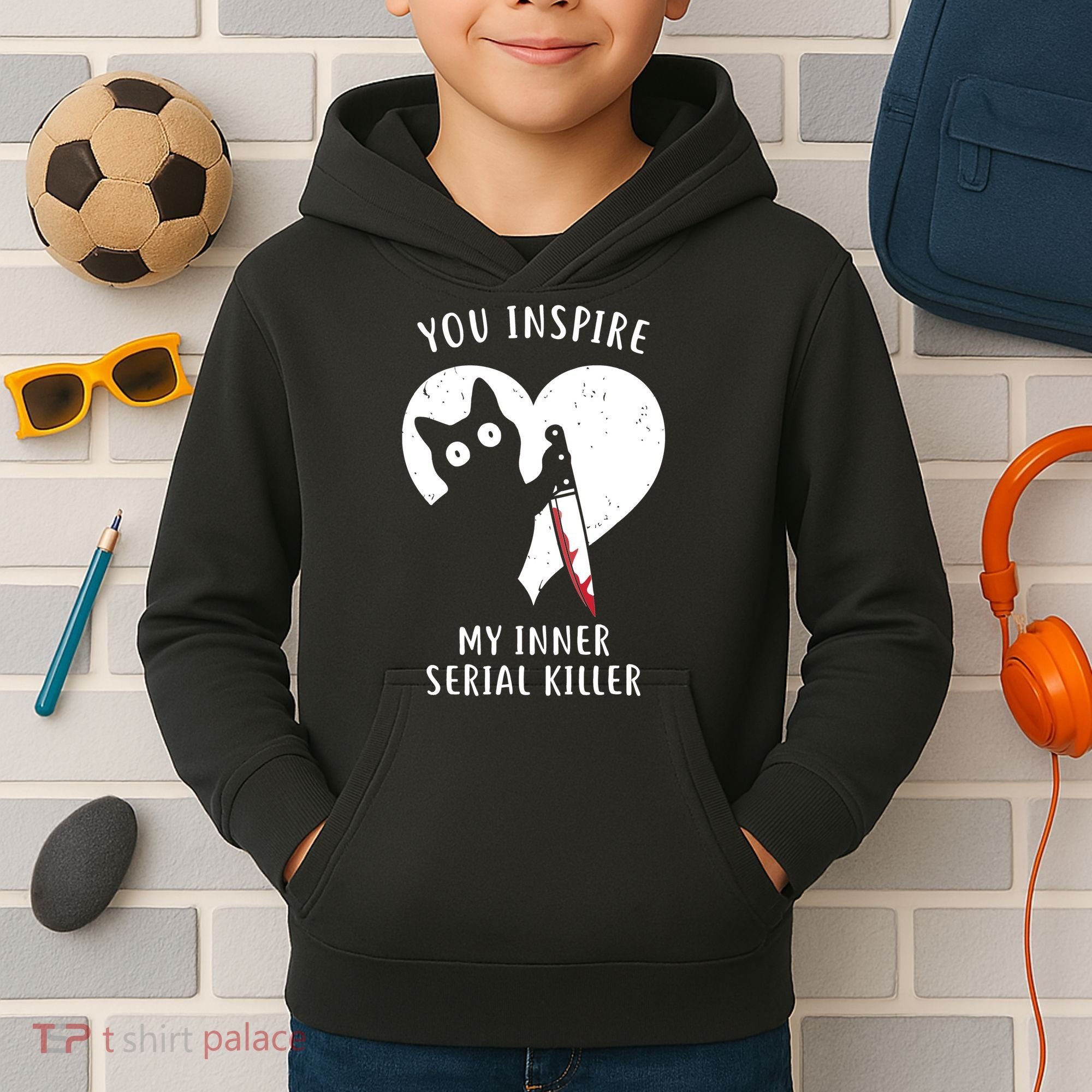 You Inspire My Inner Serial Killer Funny Cat Kids Hoodie