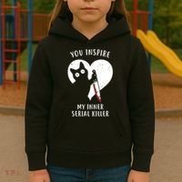 You Inspire My Inner Serial Killer Funny Cat Kids Hoodie thumb 3