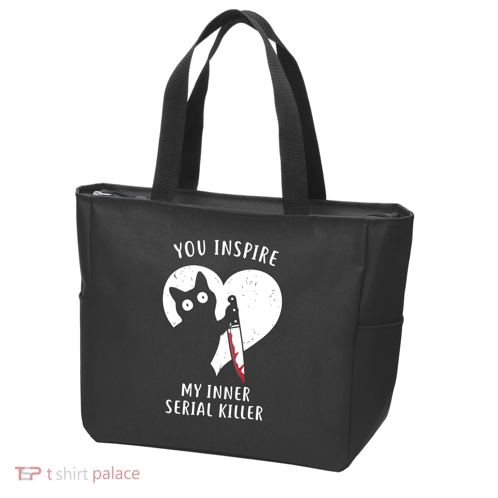 You Inspire My Inner Serial Killer Funny Cat Tote Bag