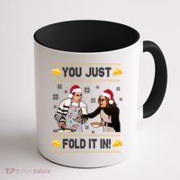 You Just Fold It Funny Cheese Xmas Sweater Coffee Mug thumb 1