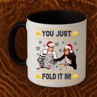 You Just Fold It Funny Cheese Xmas Sweater Coffee Mug thumb 2