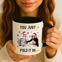You Just Fold It Funny Cheese Xmas Sweater Coffee Mug thumb 3