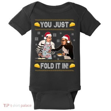 You Just Fold It Funny Cheese Xmas Sweater Baby Bodysuit