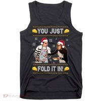 You Just Fold It Funny Cheese Xmas Sweater Tank Top thumb 0