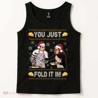 You Just Fold It Funny Cheese Xmas Sweater Tank Top thumb 2