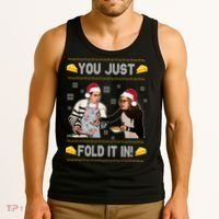 You Just Fold It Funny Cheese Xmas Sweater Tank Top thumb 3