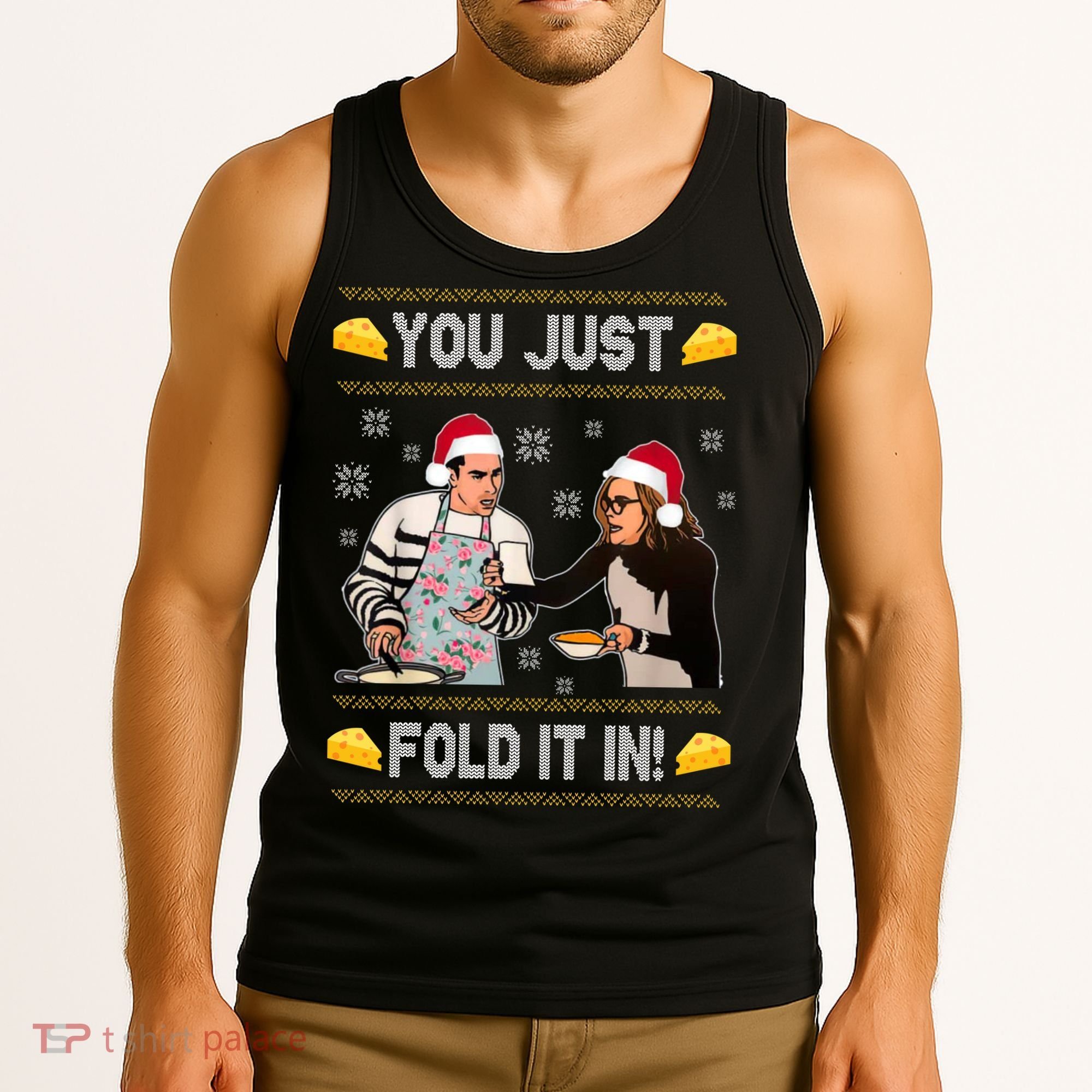 You Just Fold It Funny Cheese Xmas Sweater Tank Top