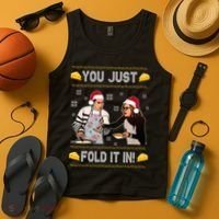 You Just Fold It Funny Cheese Xmas Sweater Tank Top thumb 4
