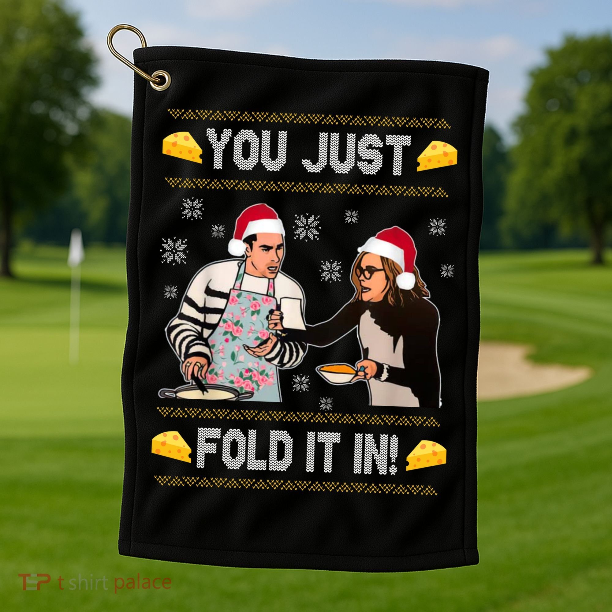 You Just Fold It Funny Cheese Xmas Sweater Golf Towel