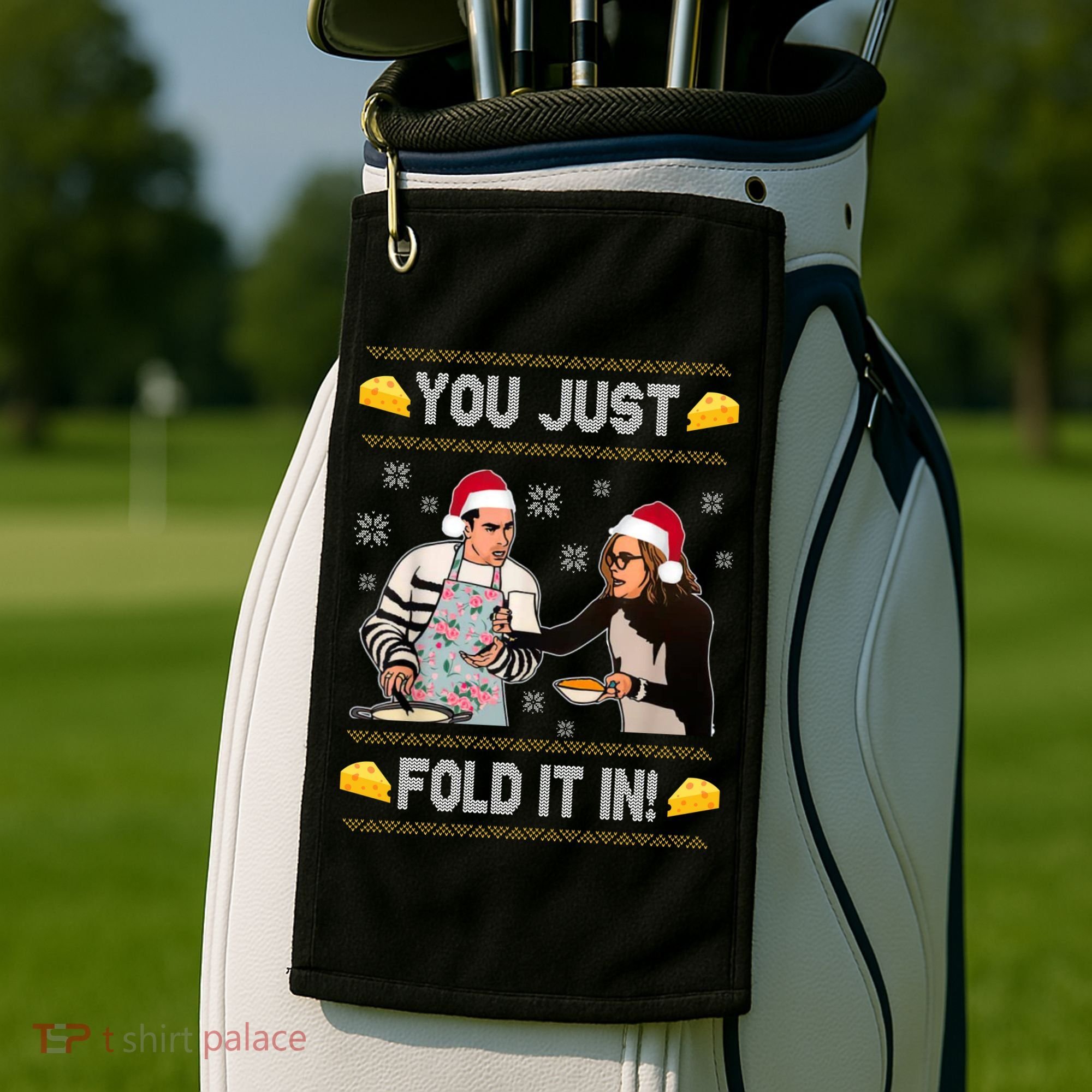 You Just Fold It Funny Cheese Xmas Sweater Golf Towel