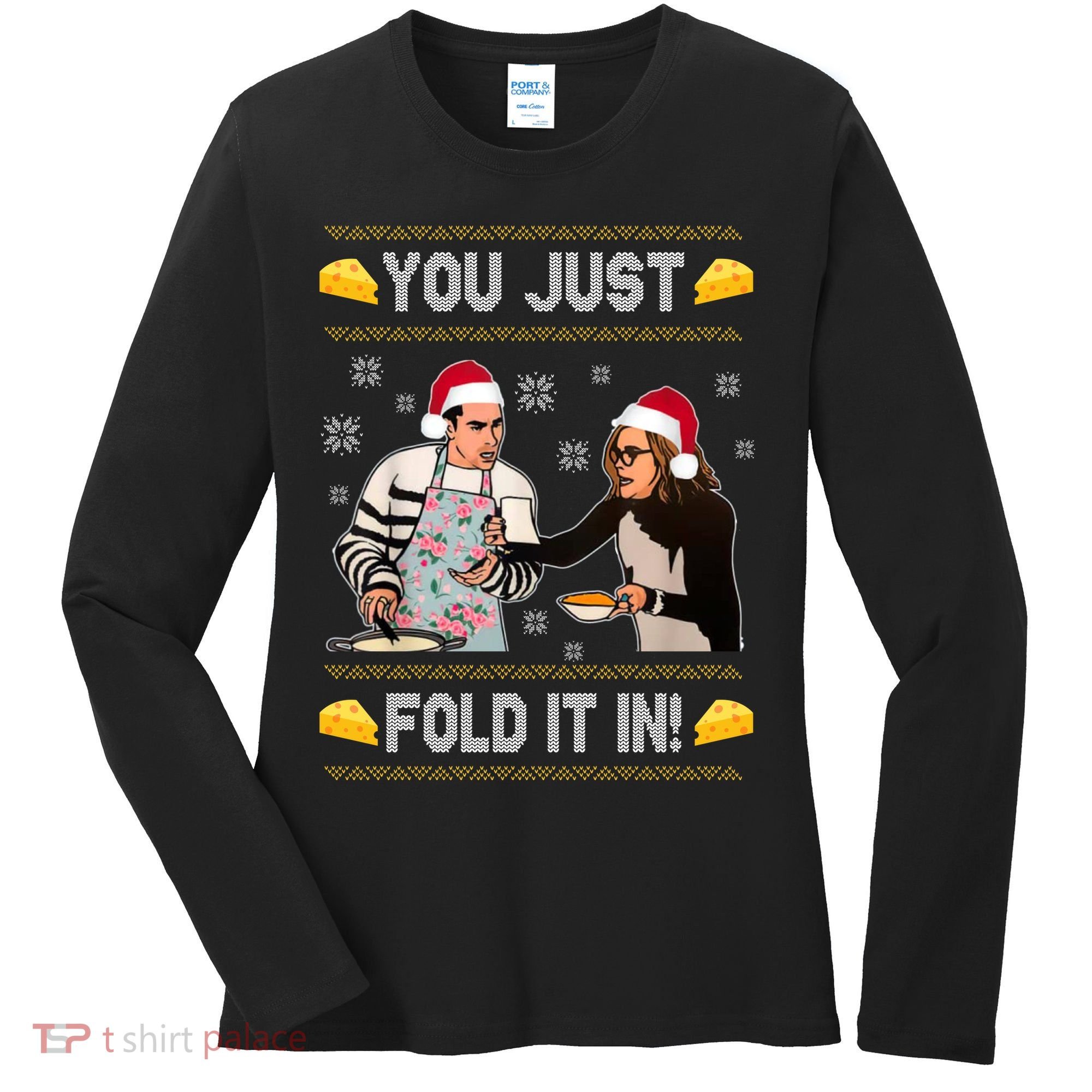 You Just Fold It Funny Cheese Xmas Sweater Women's Long Sleeve Shirt