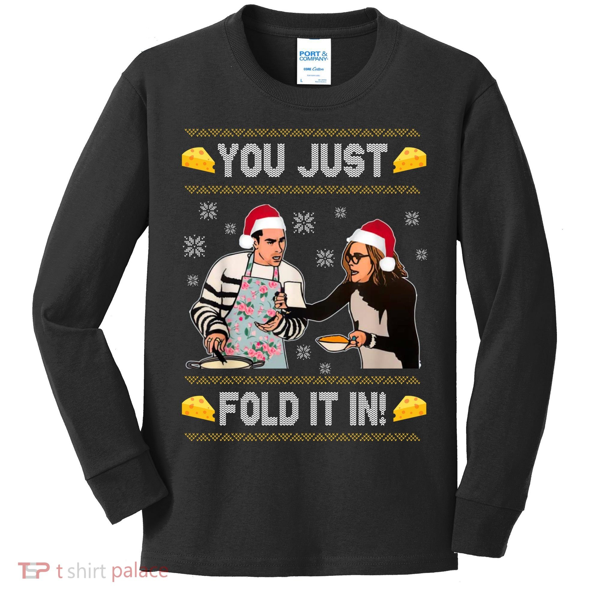 You Just Fold It Funny Cheese Xmas Sweater Kids Long Sleeve Shirt