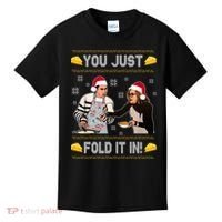 You Just Fold It Funny Cheese Xmas Sweater Kids T-Shirt thumb 0