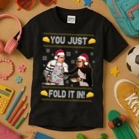 You Just Fold It Funny Cheese Xmas Sweater Kids T-Shirt thumb 3
