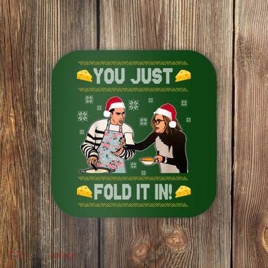 You Just Fold It Funny Cheese Xmas Sweater Coaster