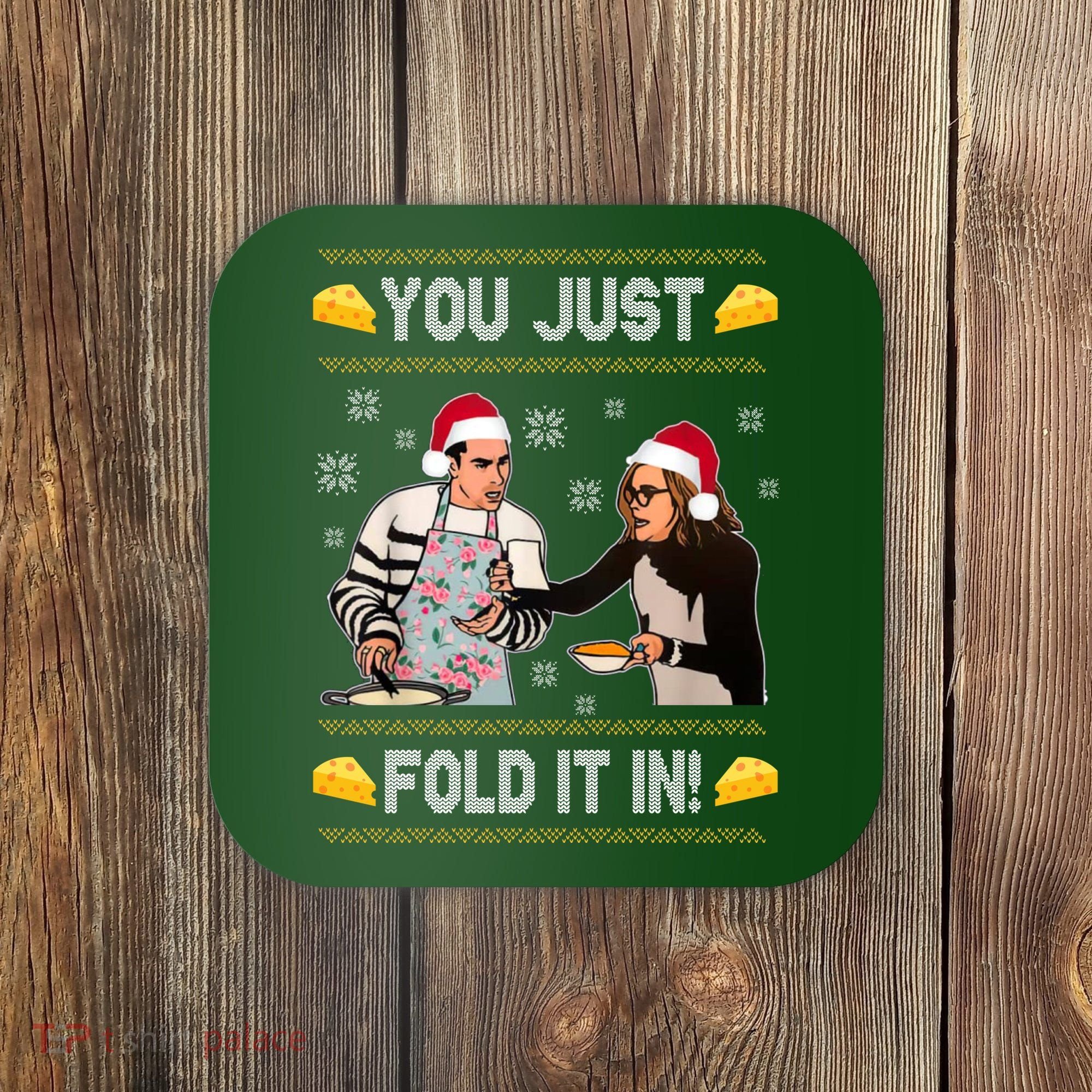 You Just Fold It Funny Cheese Xmas Sweater Coaster