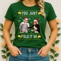 You Just Fold It Funny Cheese Xmas Sweater Women's T-Shirt thumb 2