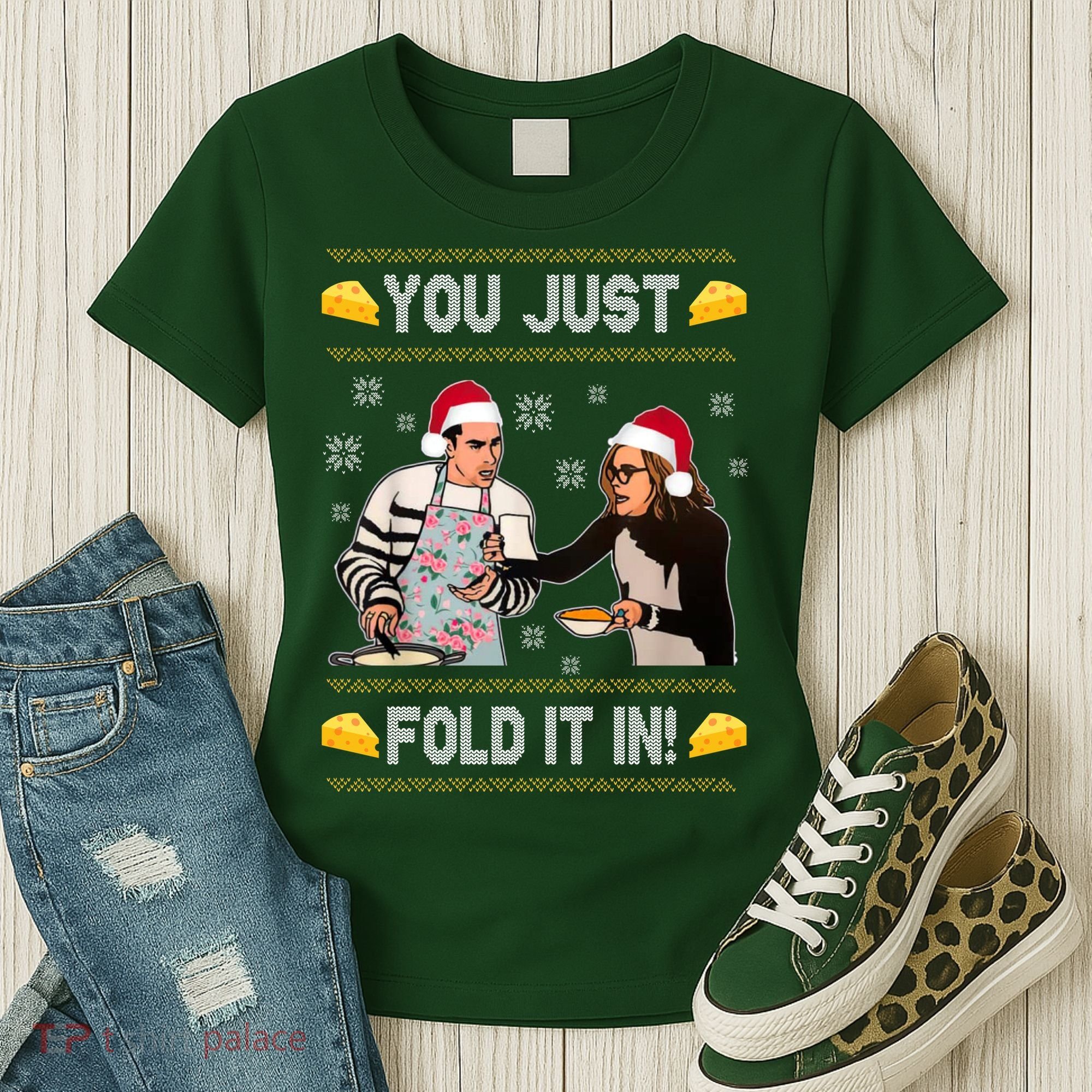 You Just Fold It Funny Cheese Xmas Sweater Women's T-Shirt