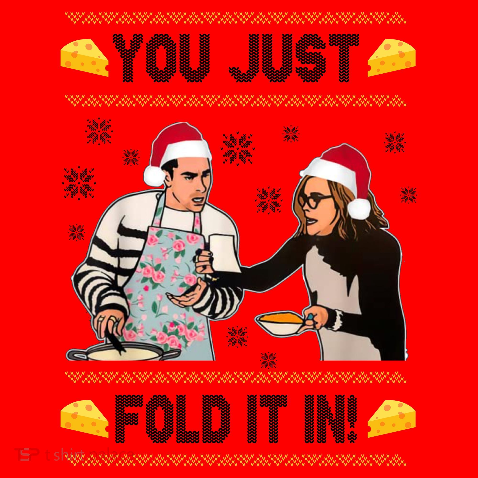 You Just Fold It Funny Cheese Xmas Sweater Santa Hat