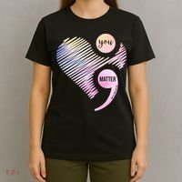 You Matter Don't Let Your Story End Semicolon T-Shirt thumb 4