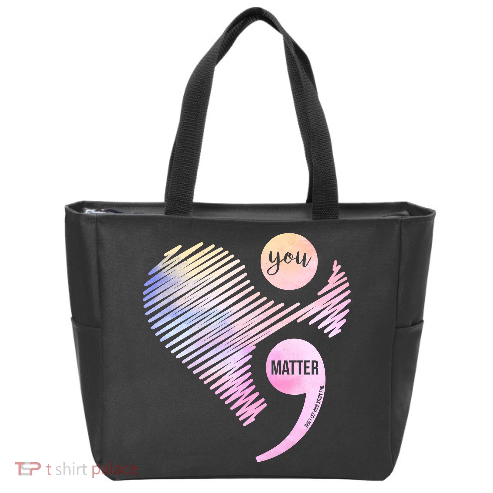 You Matter Don't Let Your Story End Semicolon Tote Bag