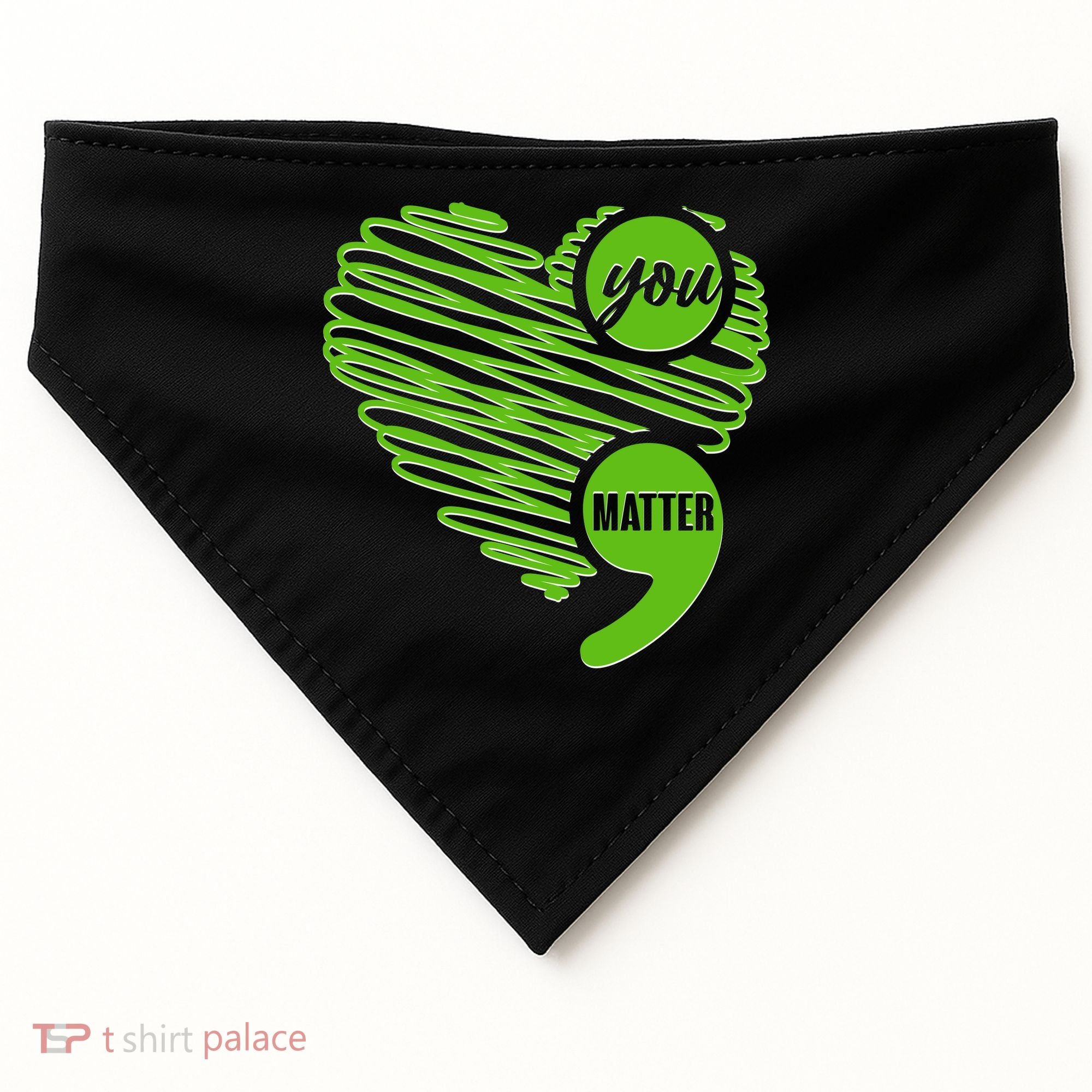 You Matter Semicolon Heart Mental Health Awareness USA-Made Doggie Bandana