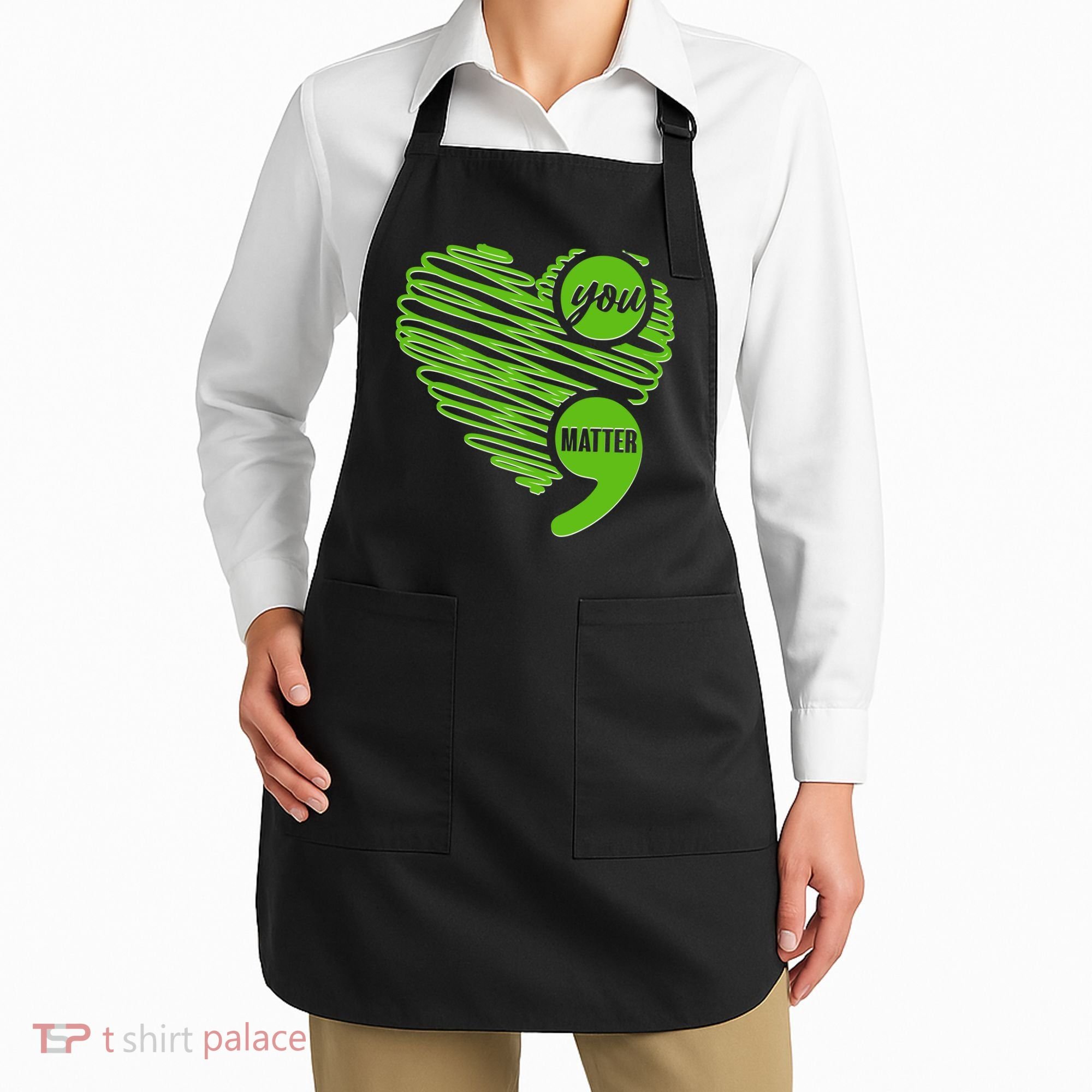 You Matter Semicolon Heart Mental Health Awareness Apron
