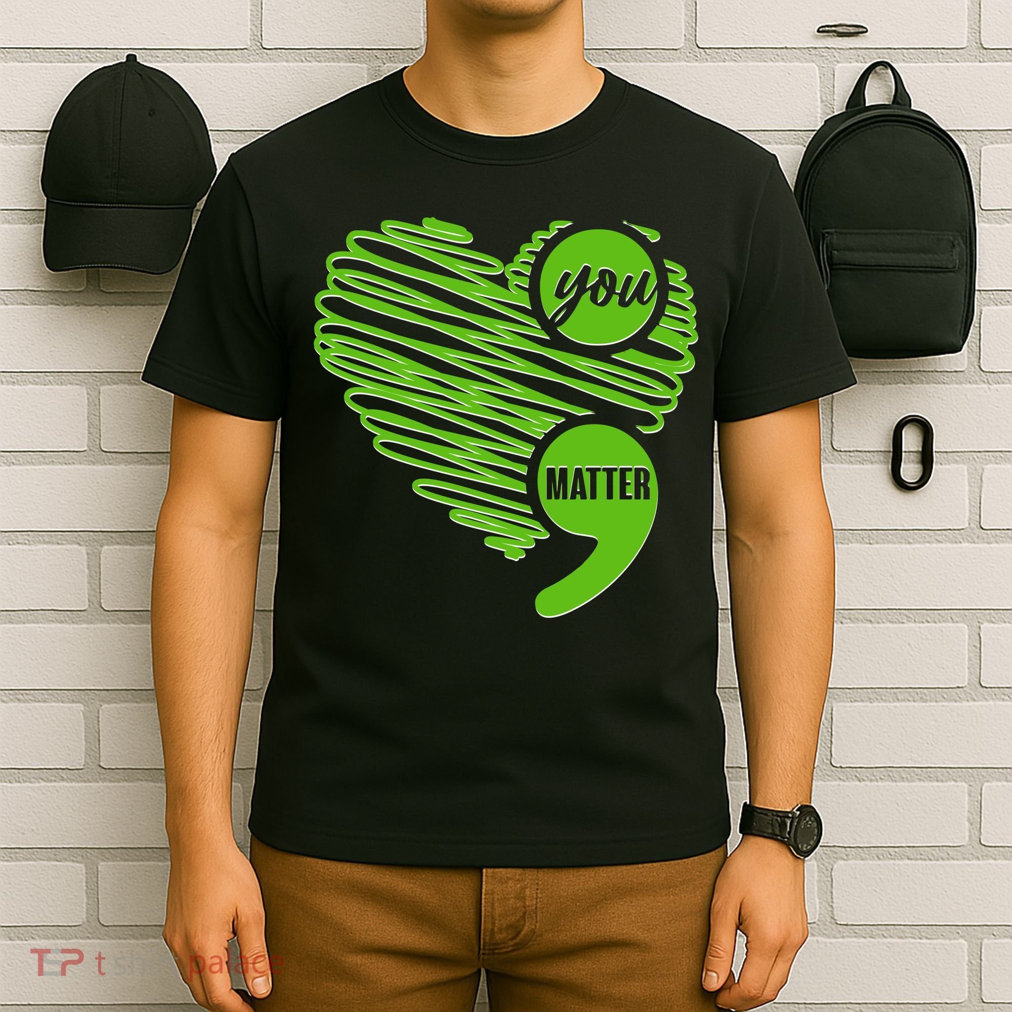 You Matter Semicolon Heart Mental Health Awareness T-Shirt