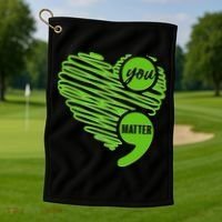 You Matter Semicolon Heart Mental Health Awareness Golf Towel thumb 1