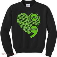 You Matter Semicolon Heart Mental Health Awareness Kids Sweatshirt thumb 0