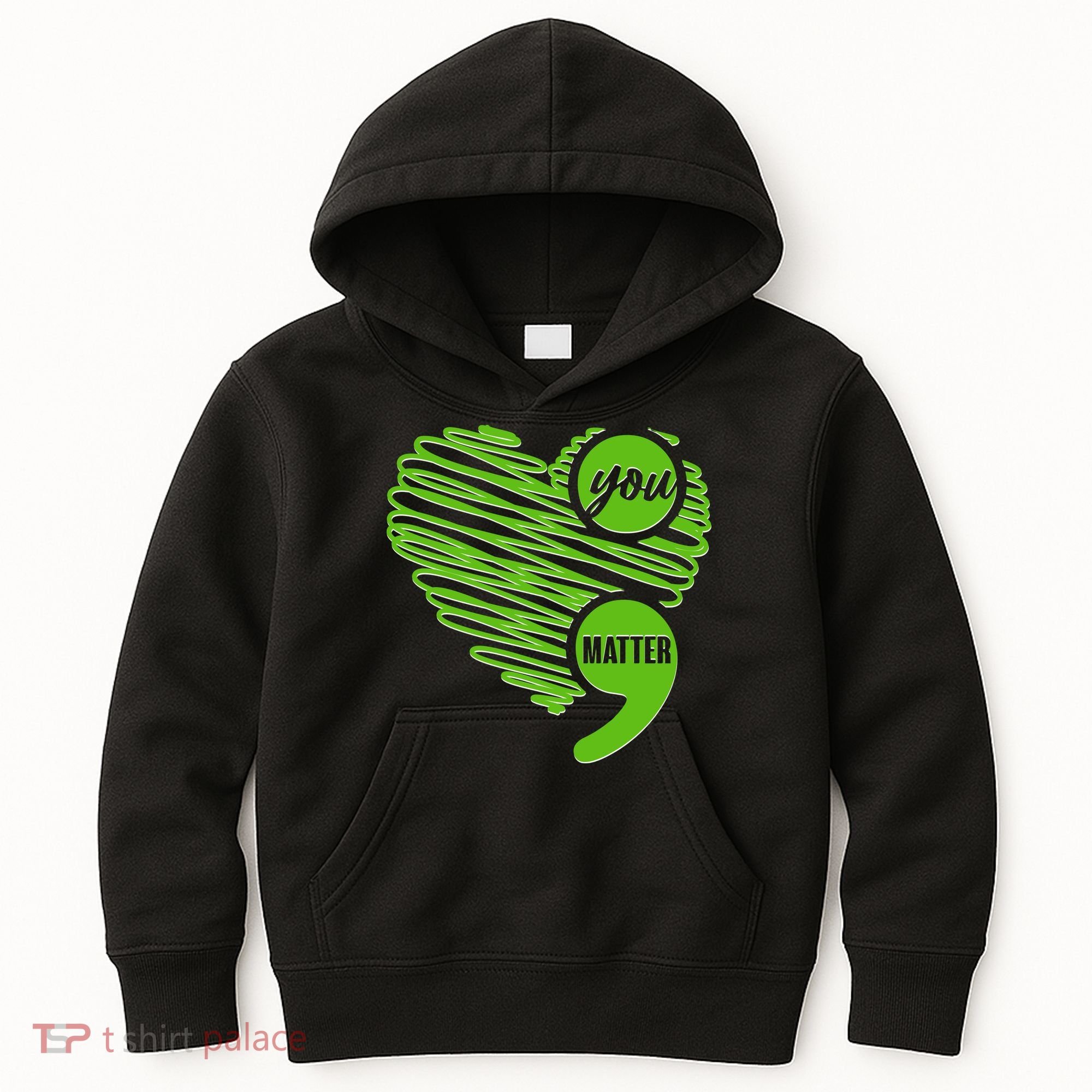 You Matter Semicolon Heart Mental Health Awareness Kids Hoodie