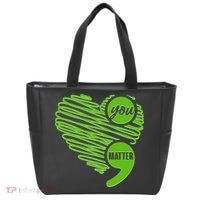 You Matter Semicolon Heart Mental Health Awareness Tote Bag thumb 0