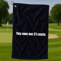 You Owe Me 21 Cents Bold Text - Feminist Golf Towel thumb 1