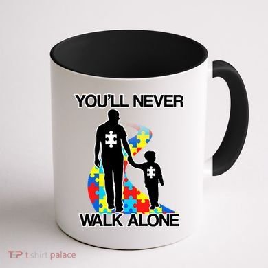 You'll Never Walk Alone Autism Awareness Coffee Mug back