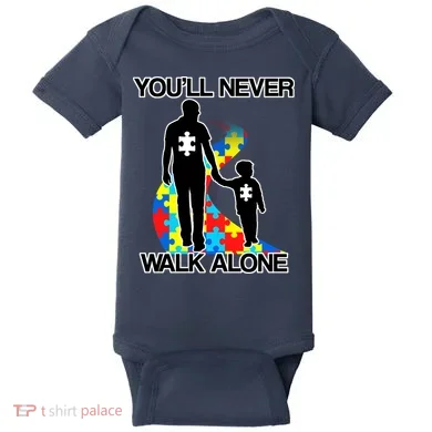 You'll Never Walk Alone Autism Awareness Baby Bodysuit