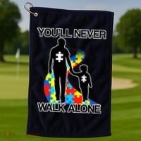 You'll Never Walk Alone Autism Awareness Golf Towel thumb 1